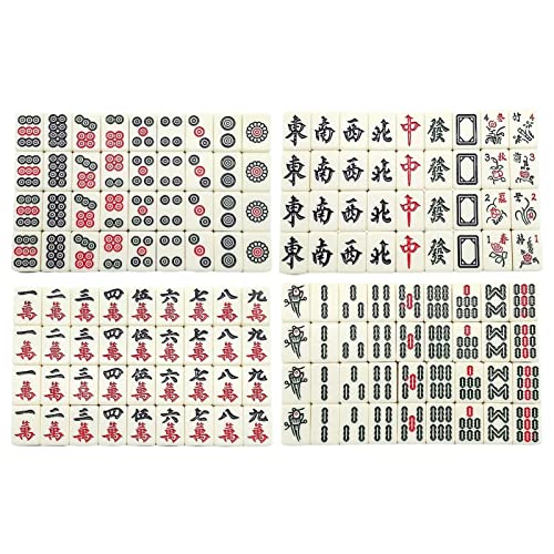 Mahjong Game Set - Chinese Mahjong Set - Traditional Mah Jong Game Set With 144 Mini Tiles - Portable Travel Mahjong Set - Mahjong Board Game For Family Gathering Leisure Time Party, 0.8*0.55*0.4In #TOP4