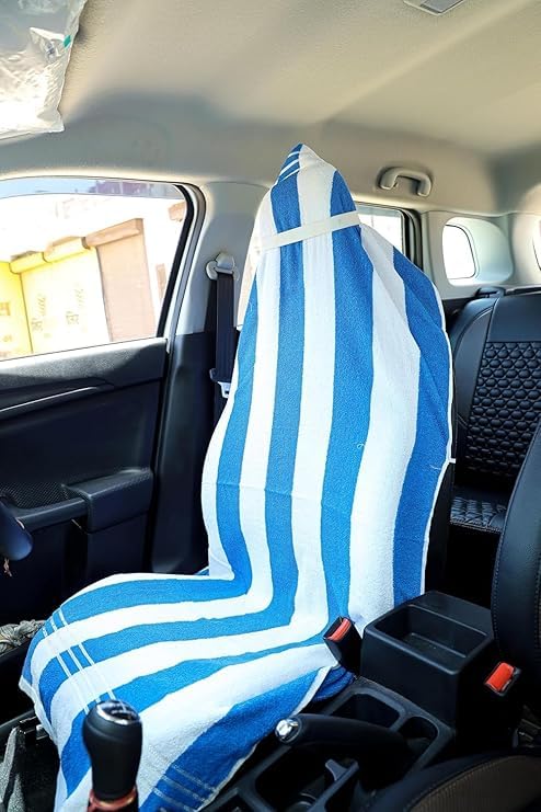 Image of Car Seat Towel Cover, Universal Size 76x152 cm, Soft and Comfortable Seat Protector for All Cars, Single Pack of 1 (1, Blue line, 30x60inc.)
