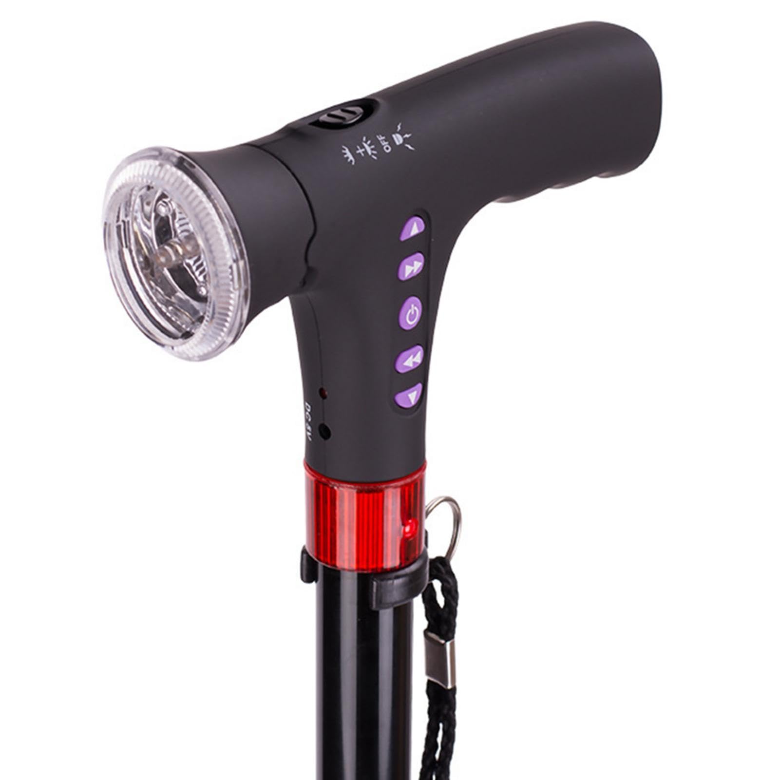 Bastón plegable con luz LED - Bastón plegable ajustable de viaje