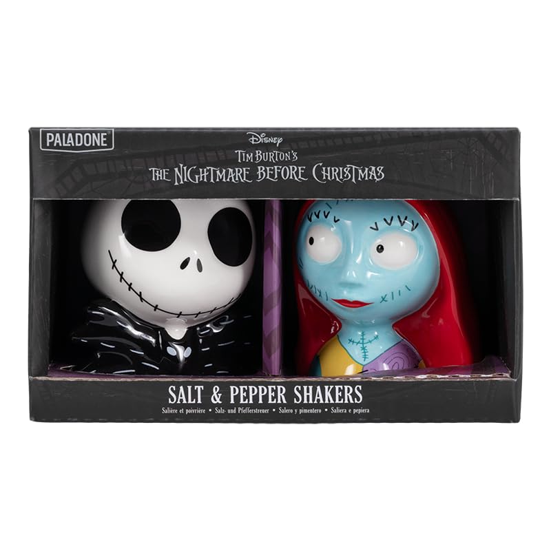 Juego de salero y pimentero con licencia oficial de Disney, Jack Skellington & Sally para decoración de cocina y hogar, regalo de inauguración de la casa, decoración de Halloween y Navidad | Paladone