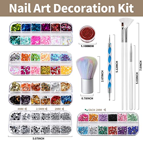 50% Off FANDAMEI Nail Art Brushes Kit with Glitter & Rhinestones