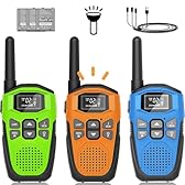 Walkie Talkies Long Range for Kids Adults 3 Pack, DURLK Rechargeable Walky Talky 2 Way Radios 22 Channels with 1200mAh Li-ion Battery,LED Flashlight,Type-C Cable for Outdoor Camping Hiking Trip