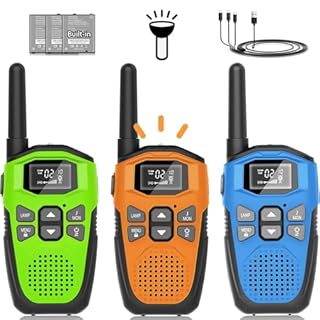 Walkie Talkies Long Range for Kids Adults 3 Pack, DURLK Rechargeable Walky Talky 2 Way Radios 22 Channels with 1200mAh Li-ion Battery,LED Flashlight,Type-C Cable for Outdoor Camping Hiking Trip
