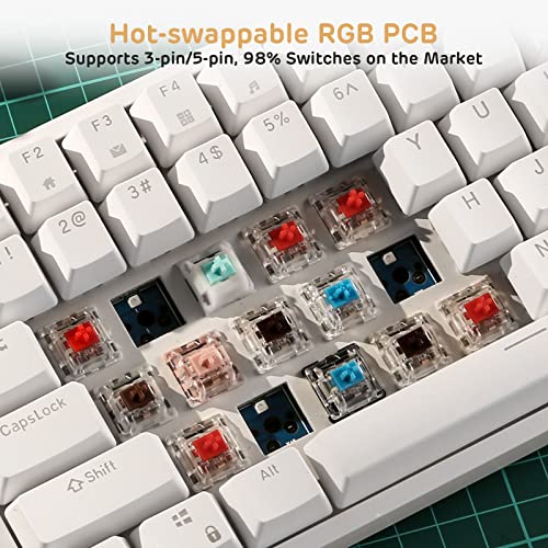 Rk Royal Kludge Rk84 Wired Rgb 75% Hot Swappable Mechanical Keyboard, 84 Keys Tenkeyless Tkl Gaming Keyboard W/Programmable Software And High-Capacity Battery, Rk Red Switch #TOP2