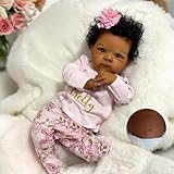 Anano Black Reborn Baby Dolls Silicone Full Body, 18 in Realistic Baby Doll Lifelike, African American Babys Girl,Full Silicone Babys Doll Newborn, Black Reborn Dolls Washable