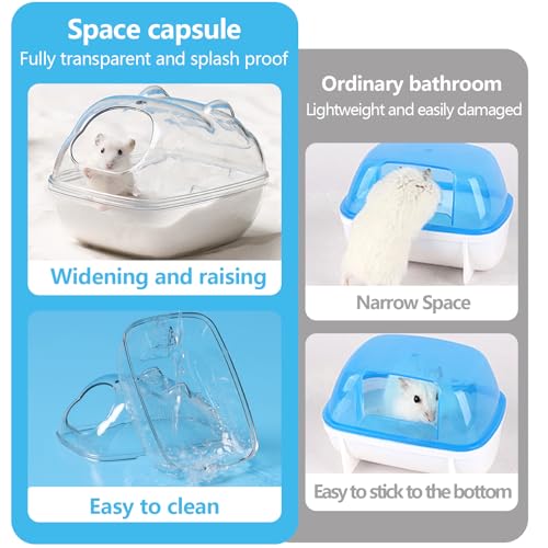 ZYETGH Hamster Sandbad, Hamster Badezimmer mit Leiter und Schaufel Hamster Toilette Transparent Sandbad Badewanne für Hamster Meerschweinchen Mäuse Gerbils (L 16 * 11 * 11CM)