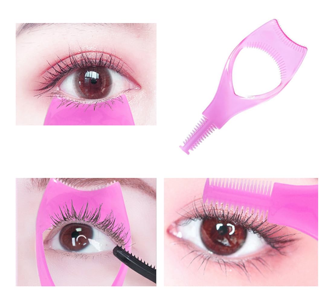 1Pcs Pink + 1Pcs Blue Plastic Eyelashes Tools 3 in 1 Mascara Applicator Guard Eyelash Guide Eye Makeup Tool For Women Girls
