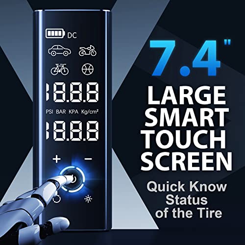 Drivemo Max X Tire Inflator Portable Air Compressor, 2X Faster Inflation 150Psi Cordless & 12V Dc 2-Way Power Supply Air Pump, 12000Mah Tire Pump With 7.4” Touch Screen For Cars, Motorcycles, E-Bikes #TOP4