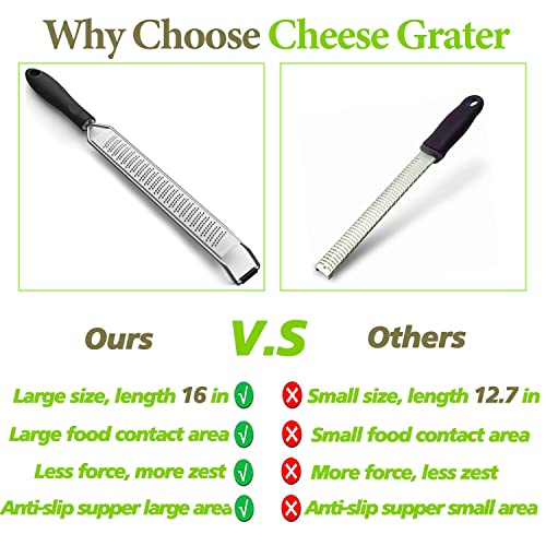 Zester & Grater – Professional Kitchen Lemon Zester For Cheese, Lime, Ginger, Garlic, Nutmeg, Chocolate, Vegetables, Fruits, Dishwasher Safe, Black #TOP3