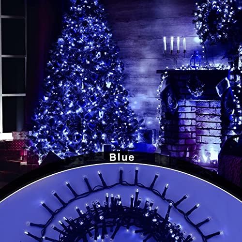 ANSIO® Christmas Lights 750 LED 18.75m/61ft Cluster Compact Christmas Tree Lights for Indoor & Outdoor Blue Decorations Fairy Lights with Timer for Xmas Garden & Party | Mains Powered Green Cable