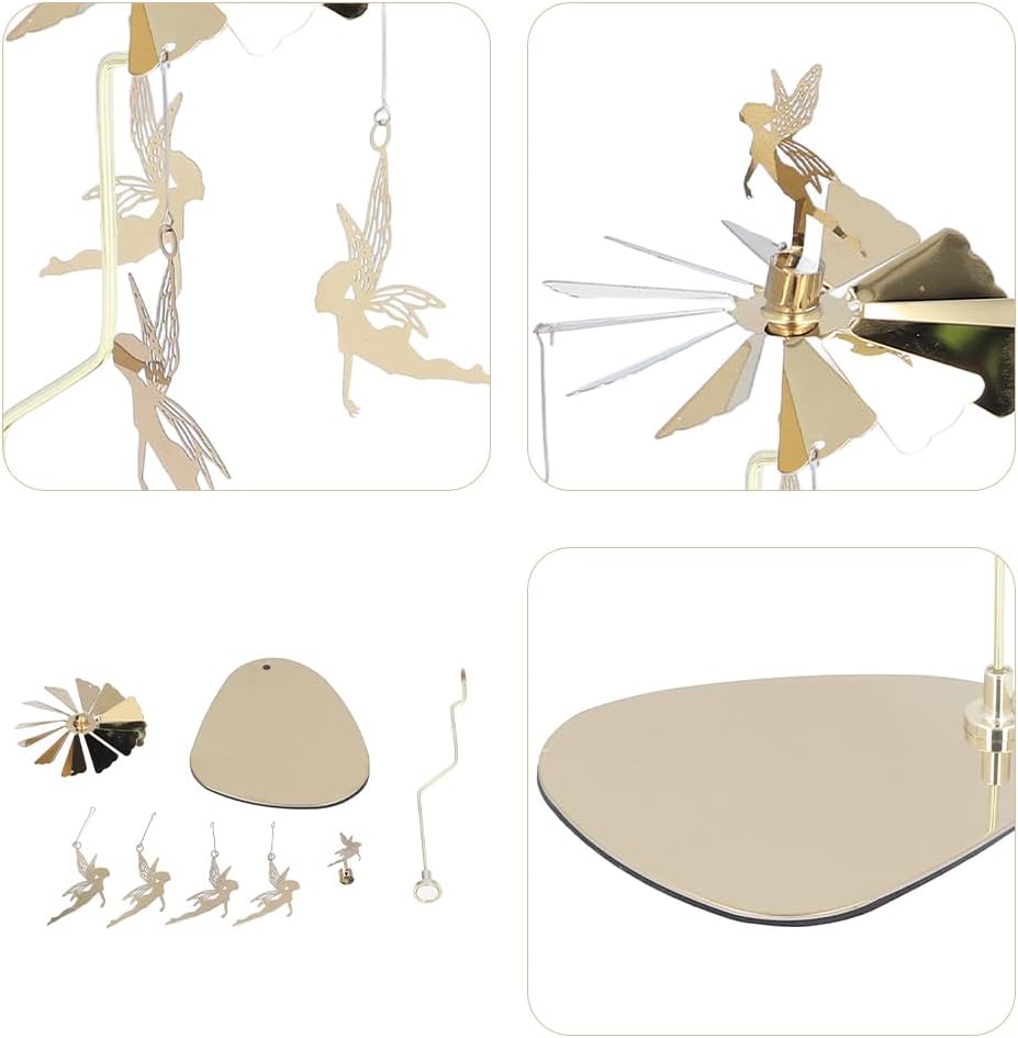 Spinning Candle Holder, Carousel Rotating Spinner Tray Wind Chime Holder Rotary Tea Light Metal Candlestick Revolving Aromatherapy Traies Humming Bird Spinners for Room Table Centerpiece Home