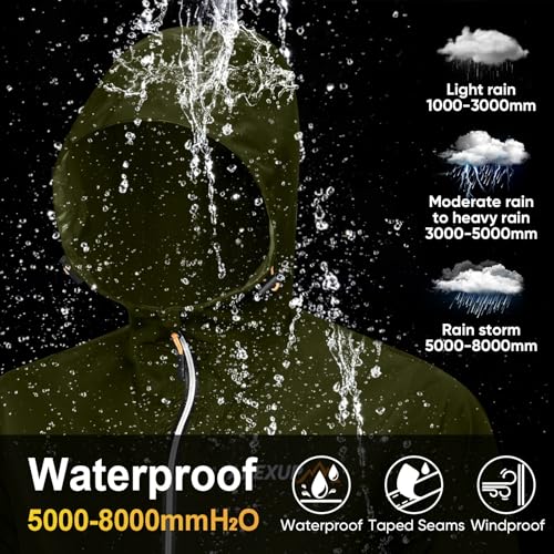 Image of APEXUP Packable Rain Jacket Men Waterproof Lightweight Raincoat with Hood