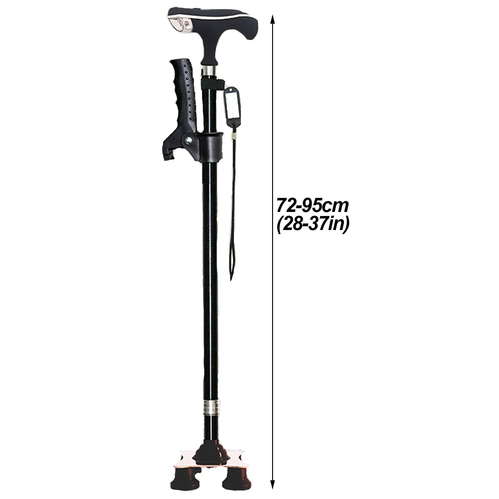 Bastón de Paseo Bastones para Mayores Canera portátil para caminar con DIRIGIÓ Luz para hombres y mujeres, mango de agarre ergonómico ajustable Nonslip Four DRONG Ancianos caminatas, cojinete de carga