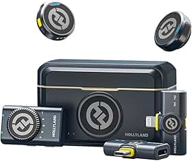 Sistema Microfone Lapela Hollyland Lark M2 Combo Preto Microfone Sem Fio Android/Ios Captação Nítida Design Compacto e Portátil Bateria de Longa Duração Ideal para Vídeos e Entrevistas