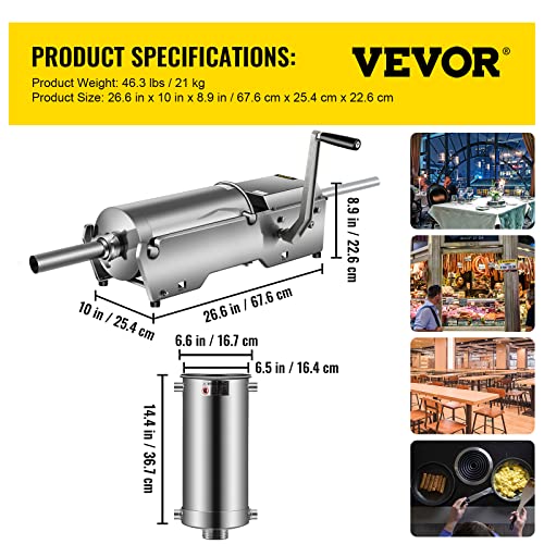 Foto von VEVOR 7,8L Wurstfüller Fleischwölfe Wurstmaschine Wurstfüllmaschine Horizontal Edelstahl Wurstspritze