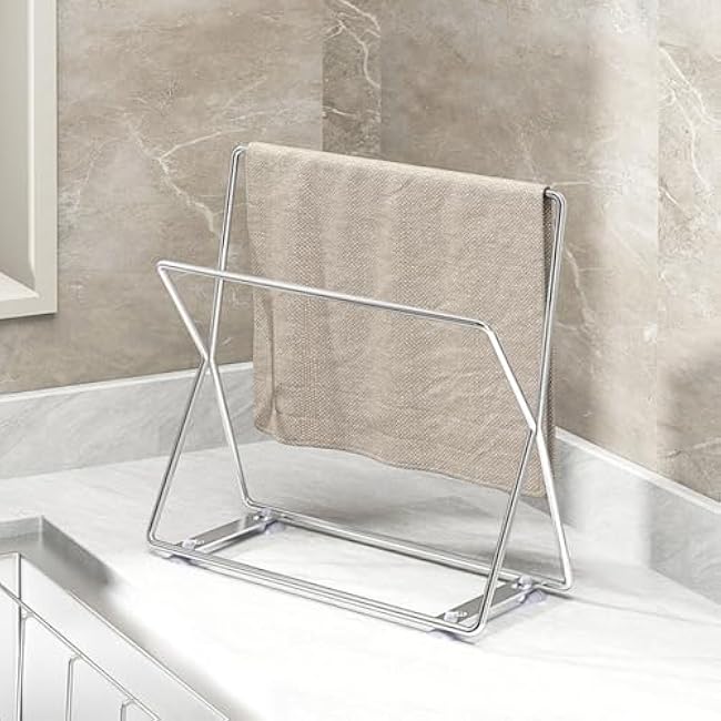 SUS304 Stainless Steel Dish Cloth Rail for Kitchen, Kitchen Towel Holder, Swedish Dishcloth Holder, Dish rag Hanger, Dish Towel Holder for All Types of Sinks and Smooth Surfaces