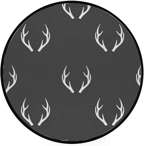 ZHIMI - Alfombra redonda de 3 pies, antideslizante, diseño de cuernos de ciervo, suave, simple, absorbente, para niños, bebé, decoración del hogar