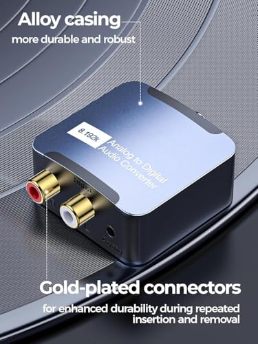 Image of Tobo Analog to Digital Audio Converter, RCA (L /R) to Optical Toslink Coaxial Adapter, 3.5mm AUX Jack to Toslink Coaxial Optical Connector for PS3 PS4 DVD HDTV Home Cinema Systems TD-1177H