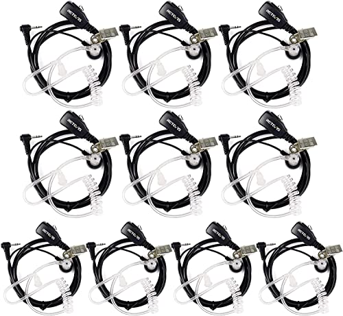 Retevis Talkie Walkie Écouteur, Oreillette Compatible avec Retevis RT45 Motorola TLKR T80 Extreme T92 H20 T62 T80 T80ex T82 T82 Extreme T82ex T81 Hunter, 1 Broche 2,5mm Casque Écouteurs (10 Pcs)