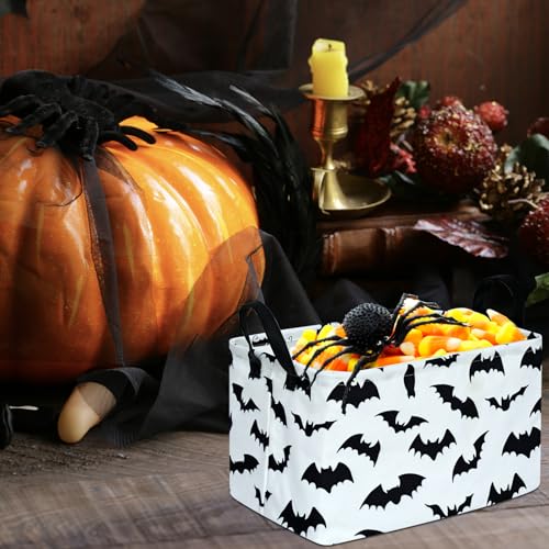 Image of Kid Clothes Storage Basket Gift Shelf Basket Toy Storage Bin, Nursery Basket Organizer Box for With Handles for Room Deco Bat Pattern