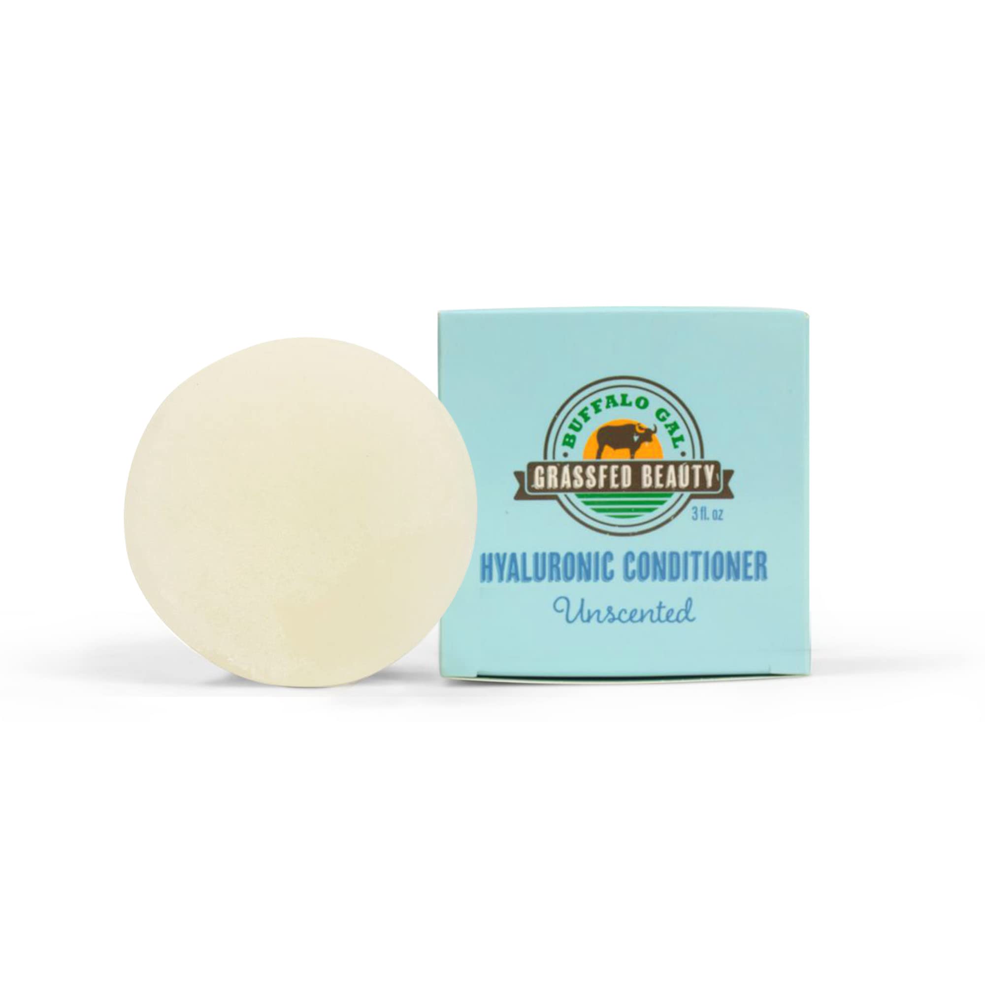 BUFFALO GAL Hyaluronic + Tallow Hair Conditioner Bar for Hair Growth, Hydrating for Dry Hair, Detangling Conditioner for All Hair Types, 3 fl oz,