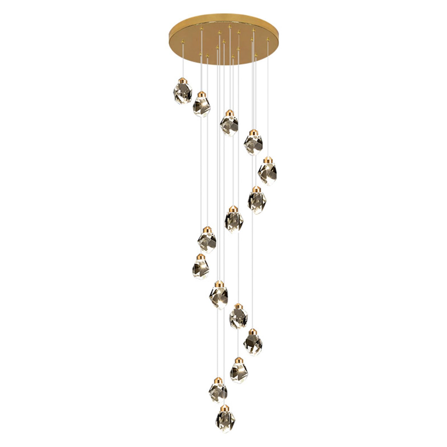 KXEcoLife 15-Lights Spiral Staircase Crystal Chandeliers 98 Inch Long Foyer Pendant Light High Entrance Ceiling Lamp Attic Chandelier Living Room