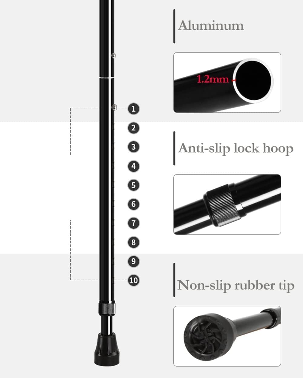 SYALEO Muletas Muletas de antebrazo médicas para Adultos Muletas de axila Plegables de Aluminio 10 Niveles Altura Ajustable Muleta para Caminar Manijas ergonómicas para Mujeres Hombres para Caminar