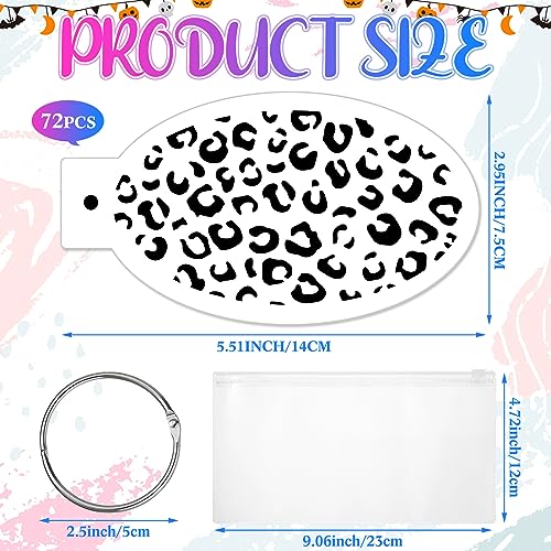 Fulmoon 72 Pcs Face Paint Stencils Reusable Face Painting Stencils Body Painting Makeup Tattoos with Storage Bag and Binder Ring for Kid Adult Carnival Art Birthday Party(Classic) - Thumbnail 3