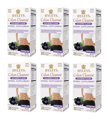 Hyleys Colon Cleanse Tea, Acai Berry, 100% Natural, 150 Tea