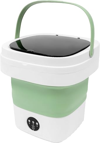Portable Washing Machine, 12L Large Capacity Laundry Washer Cleaning for Underwear, Baby Clothes and Small Clothes, Mini Washer Foldable Washing Machine for Apartments Dorm Camping Green