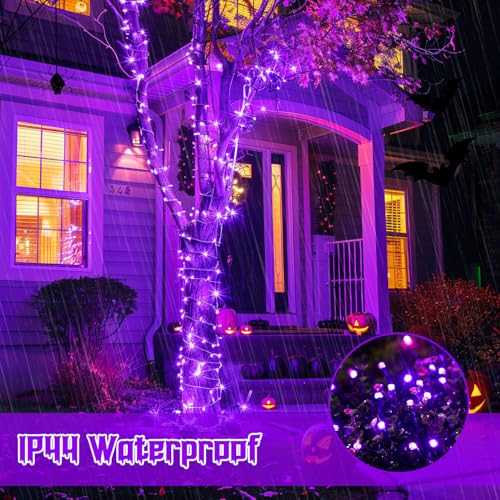 Jmexsuss Purple Halloween Lights Battery Operated, 2 Pack 100 Led Outdoor Christmas String Lights Waterproof thumb #2