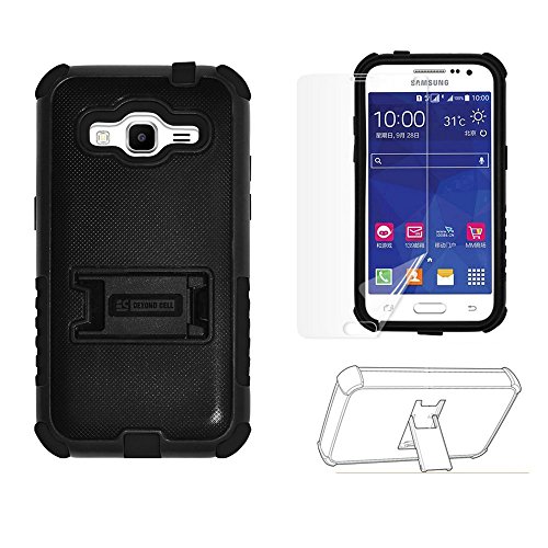 Beyond Cell Case for Sam Core Prime Prevail LTE G360 - Non-Retail Packaging - Black PC with Black Silicone