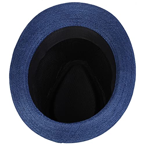 Samtree Fedora Hats For Women Men,Braid Straw Short Brim Jazz Panama Cap(01-Deep Blue) #TOP3