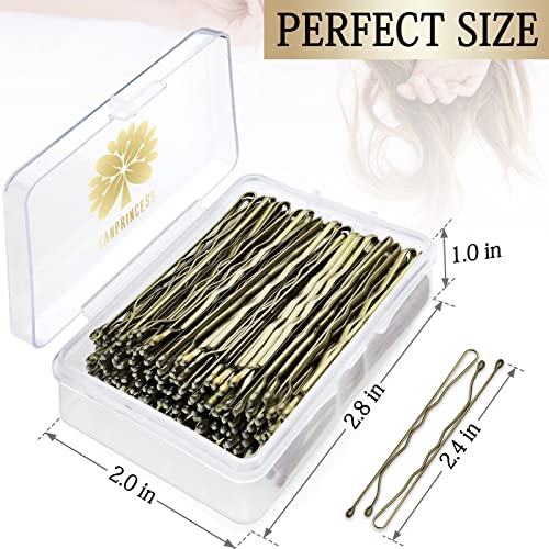 Kanprincess 100Pcs 2.4Inch Bobby Pins Bronze,Pain-Free Bobby Pins For All Hair Types,Hair Pins For Women Girls,Hairpins For Buns With Box(Bronze) #TOP1