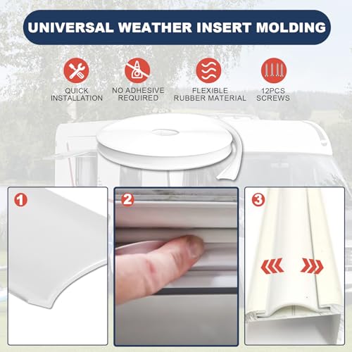 1\" 100FT RV Vinyl Trim Insert with Screws - Durable White Vinyl Molding for RV, Camper, Travel Trailer Exterior Screw Cover, Easy Install, Weather-Resistant Replacement Trim - Thumbnail 5