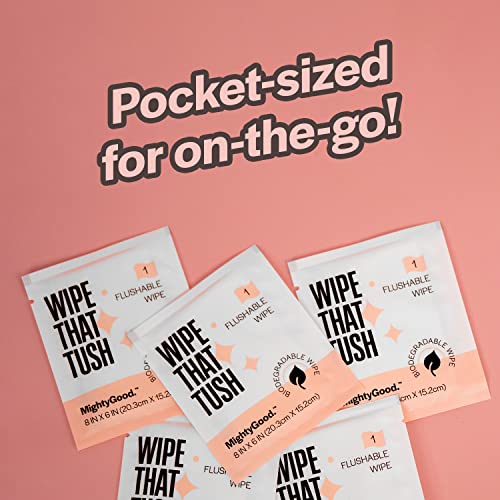 Mightygood. Wipe That Tush On-The-Go Flushable Wet Wipes - 1 Pack, 30 Wipes - Individually Wrapped Extra-Large Wipes With Aloe - Hypoallergenic & Unscented - Septic And Sewer Safe #TOP1
