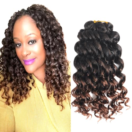 6 Pack GoGo Curl Crochet Hair 10/14/18 Inch Ocean Wave Braids Short Curly Crochet Hair Water Wave Braid Twist Crochet hair Deep Braiding Synthetic Hair Extensions (T1B/30, 14 Inches)