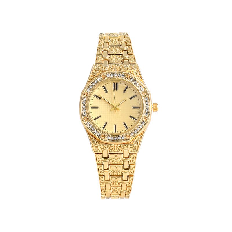 Women's The Textured Round Watch | California Gold Stainless Steel Strap | California Gold Dial | One-Size | Foldover Closure | Quartz | Battery | Wrist Belt Watch for Female and Girls-image-40