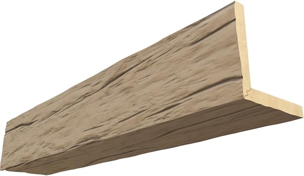 6"W x 6"H x 12L 2-Sided L-Beam Riverwood Endurathane Faux Wood Ceiling Beam, Almond