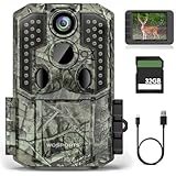 トレイルカメラ 4k Wosports 4800万画素 防犯カメラ 屋外 電池式 赤外線カメラ 最大256GB カード対応 IP66級防水防塵 不可視赤外線 32GBメモリーカード付き 超高速トリガー 120°超広検知範囲 内蔵マイク 人感センサーカメラ 動体検知 日本語取扱説明書付き