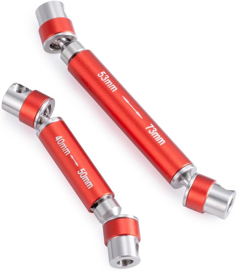 RCLIONS Steel RC Center Drive Shaft 40+53mm Driveshaft for 1/24th AXIAL SCX24 AXI00001 C10 AXI00002 JLU AXI00006 Bronco RC Crawler Car Upgrade Parts (Red)