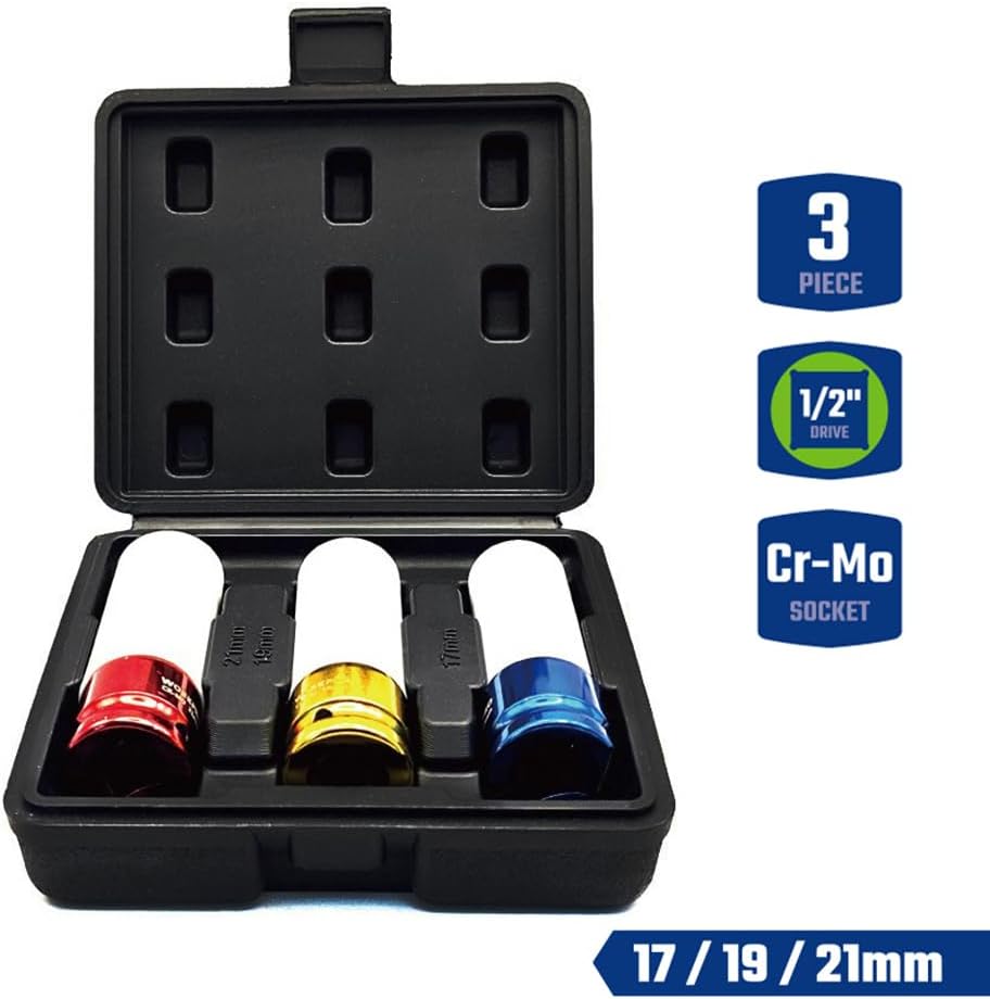 WORKPRO WP202591 17/19/21mm 3 Parça 1/2‘’ Cr-Mo Profesyonel Darbeli Derin Lokma Seti
