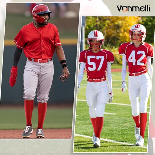VONMELLI Baseball Socks and Belt Combo Elastic Softball Belt and Socks Adjustable Waist Belt for Boys Youth Adult 5