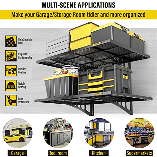 Aecxm 2Pack-1.64X4Ft Garage Storage Rack , Loads 560 Lbs Heavy Duty Sturdy Wall Shelves, Storage Wall-Mounted Storage Rack (Black) #TOP1