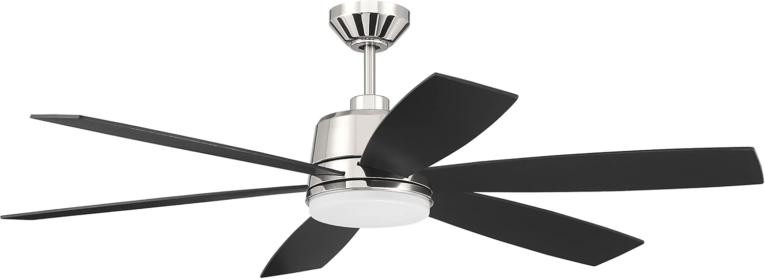 Craftmade 54" Hogan Ceiling Fan in Polished Nickel Finish, Integrated