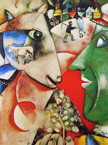 Affiches Marc Chagall Moi et le Village peinture sur toile salon 40x60cm