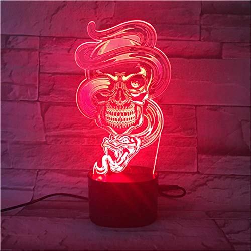 Preisvergleich Produktbild Illusionslampe, 3D-Nachtlicht, Led Mit 5 Farbverläufen, Schwarze Totenkopf-Tischlampe Mit Bluetooth-Lautsprecher