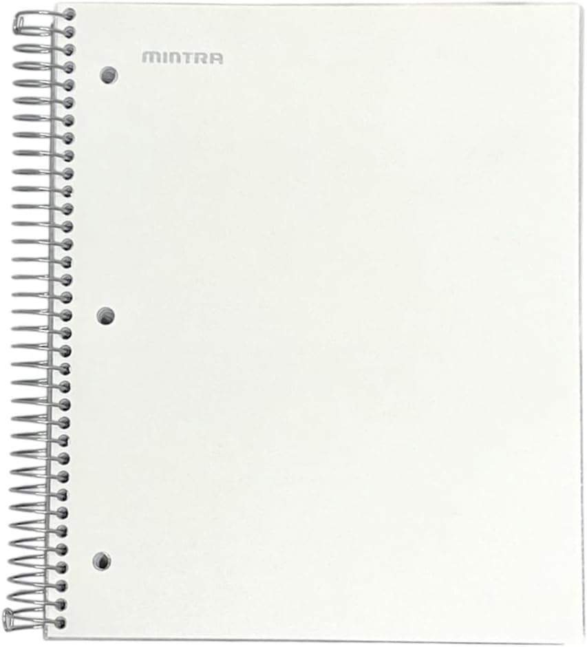 Mintra Office Durable Spiral Notebooks, 5 Subject 3pk (Teal/Purple/White College Ruled)