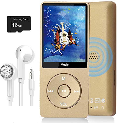 MP3 Player, Music Player with 16GB Micro SD Card, Ultra Slim Music Player with Build-in Speaker, Photo Viewer, Video Play, FM Radio, Voice Recorder, E-Book Reader, Supports up to 128GB