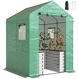 Outsunny Greenhouse with Raised Garden Bed, 56" x 56" x 75" Galvanized Metal Planter Box with PE Cover, Roll Up Door and Windows, Outdoor Greenhouse for Flowers Vegetables, Green Outsunny Greenhouse with Raised Garden Bed, 56" x 56" x 75" Galvanized Metal Planter Box with PE Cover, Roll Up Door and Windows, Outdoor Greenhouse for Flowers Vegetables, Green